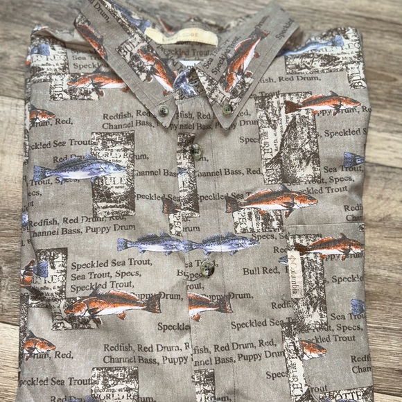 Columbia Other - Columbia Fish Print Casual Button Up Shirt